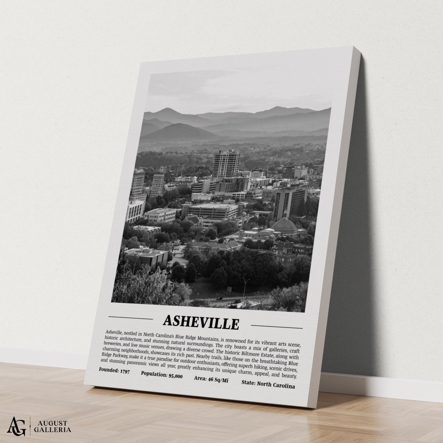 Asheville Black & White City Print