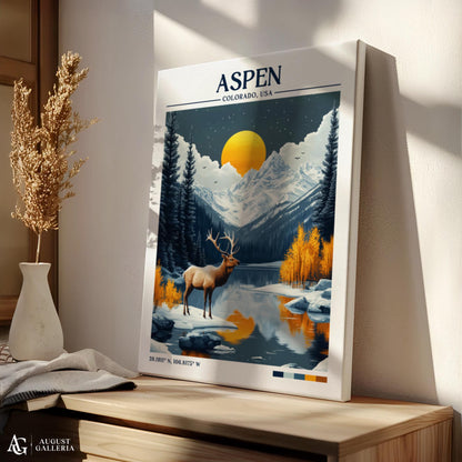 Aspen Colorado Retro Travel Print