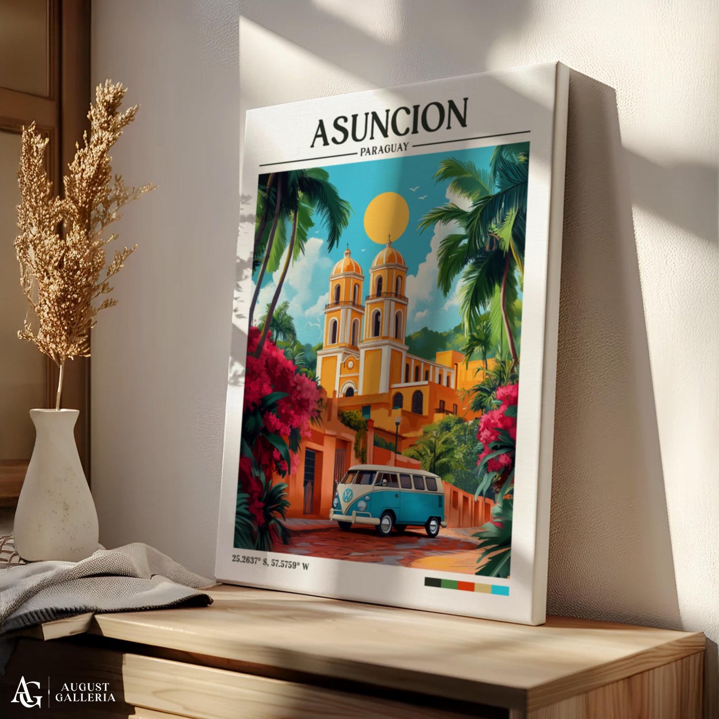 Asunción Paraguay Retro Travel Print