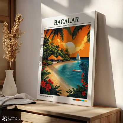 Bacalar Mexico Retro Travel Print