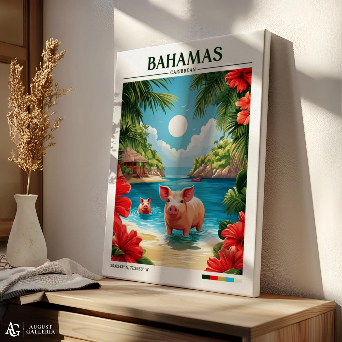 Bahamas Caribbean Retro Travel Print