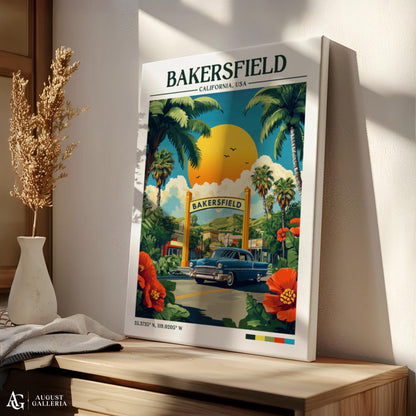 Bakersfield California Retro Travel Print