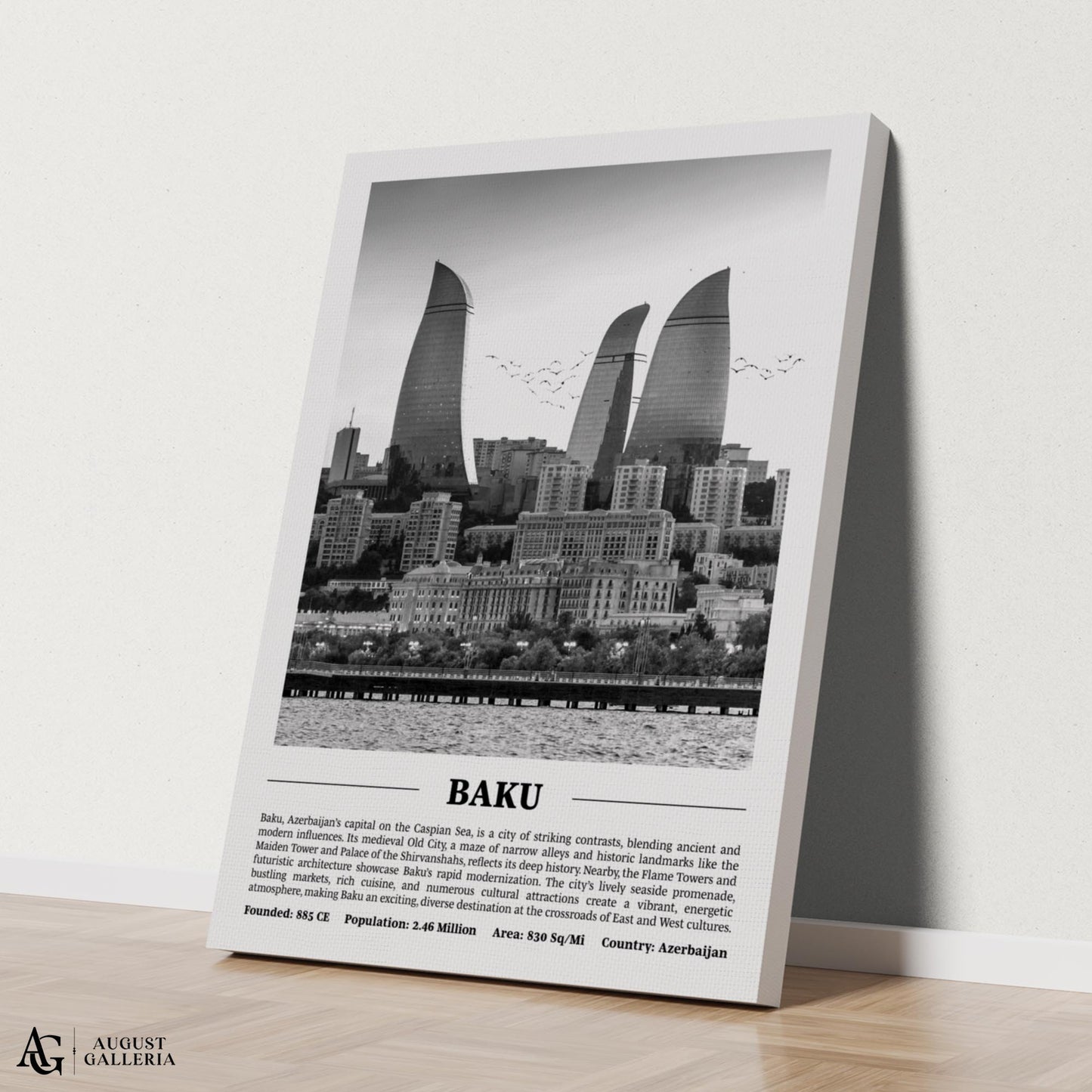 Baku Black & White City Print