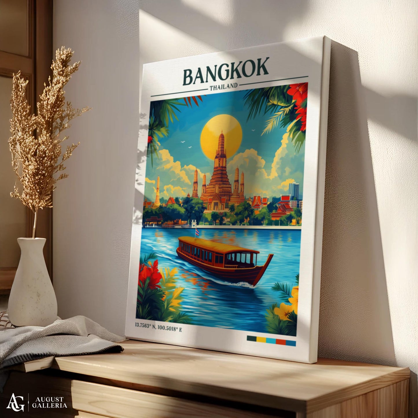 Bangkok Thailand Retro Travel Print