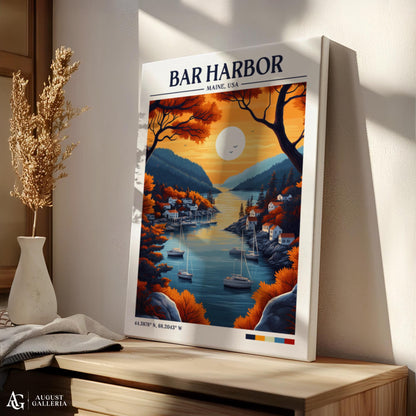 Bar Harbor Retro Travel Print