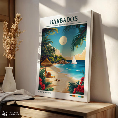 Barbados Caribbean Retro Travel Print