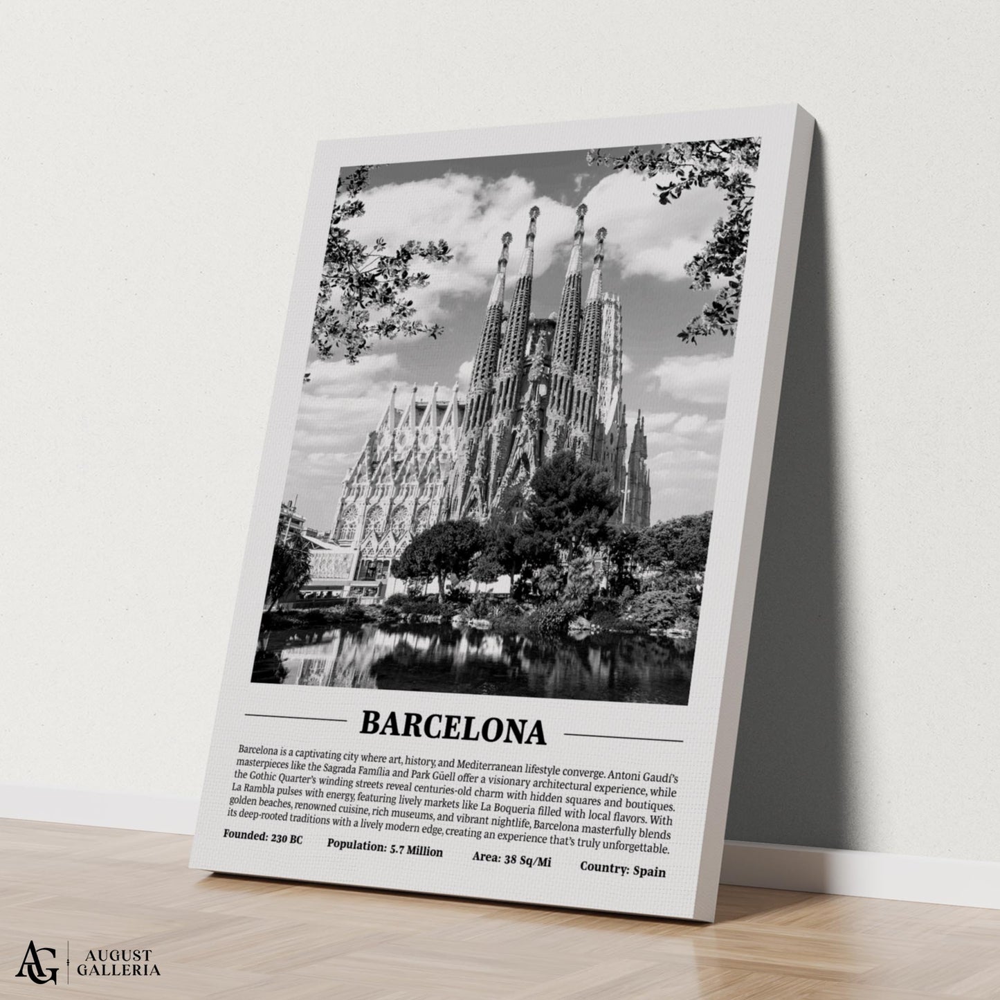 Barcelona Black & White City Print