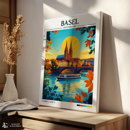 Basel Switzerland Retro Travel Print