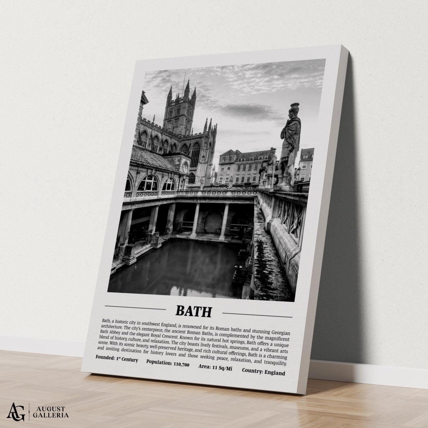 Bath Black & White City Print