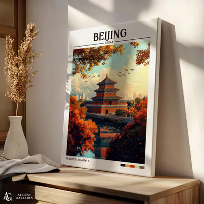 Beijing China Retro Travel Print