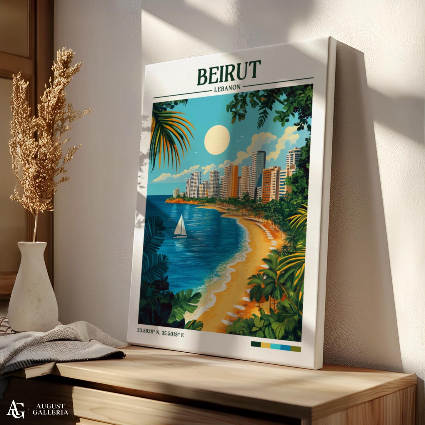 Beirut Lebanon Retro Travel Print