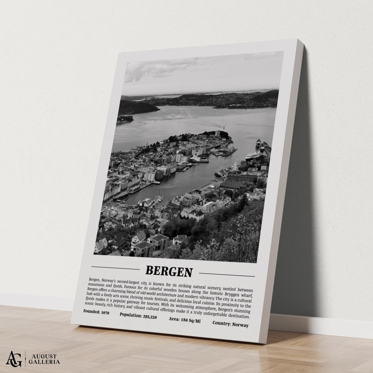 Bergen Black & White City Print