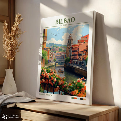 Bilbao Spain Retro Travel Print