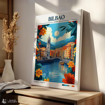Bilbao Spain Retro Travel Print