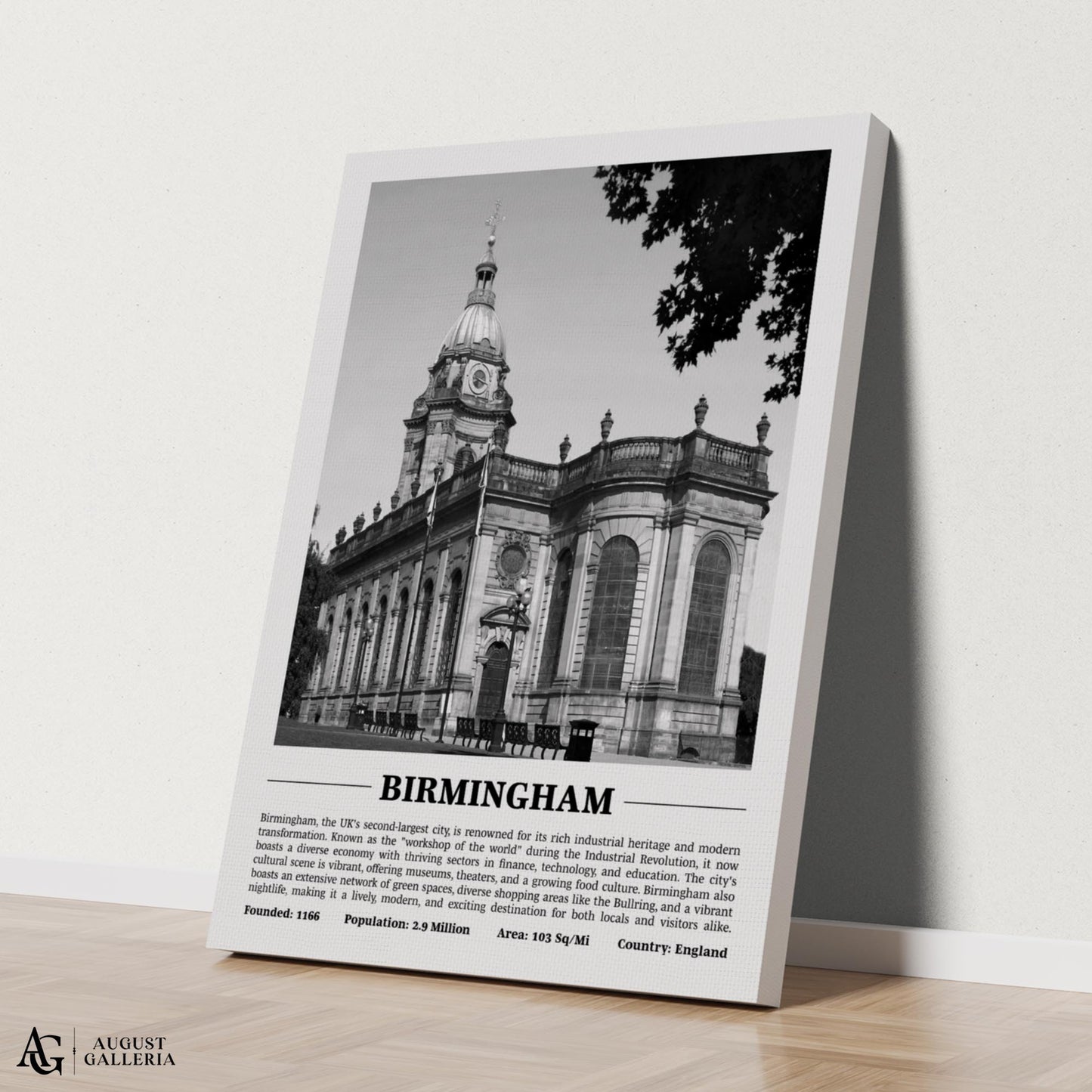 Birmingham Black & White City Print