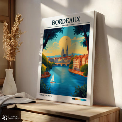 Bordeaux France Retro Travel Print