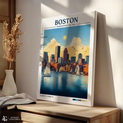 Boston Massachusetts Retro Travel Print