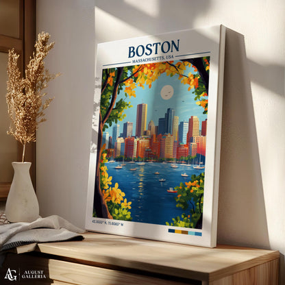 Boston Massachusetts Retro Travel Print