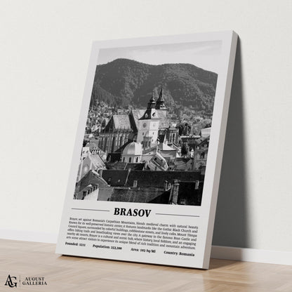 Brașov Black & White City Print