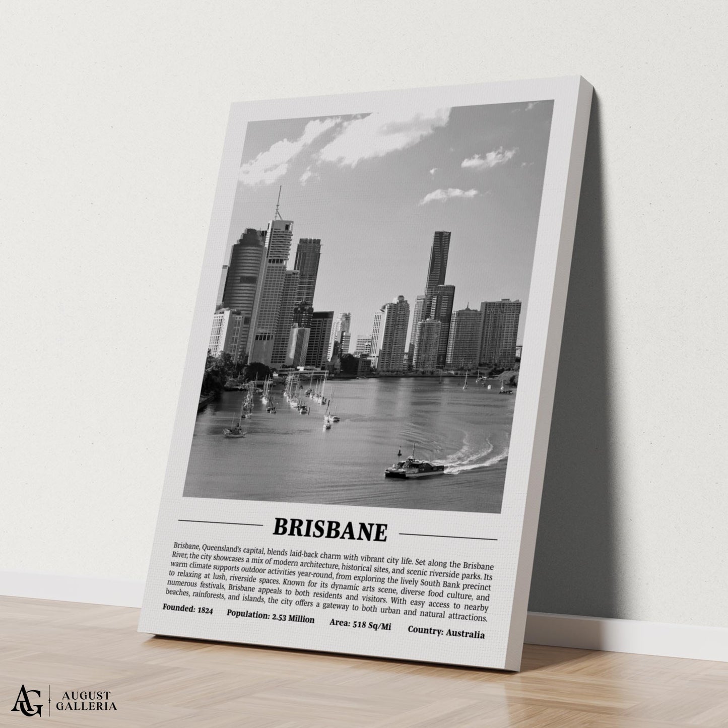 Brisbane Black & White City Print