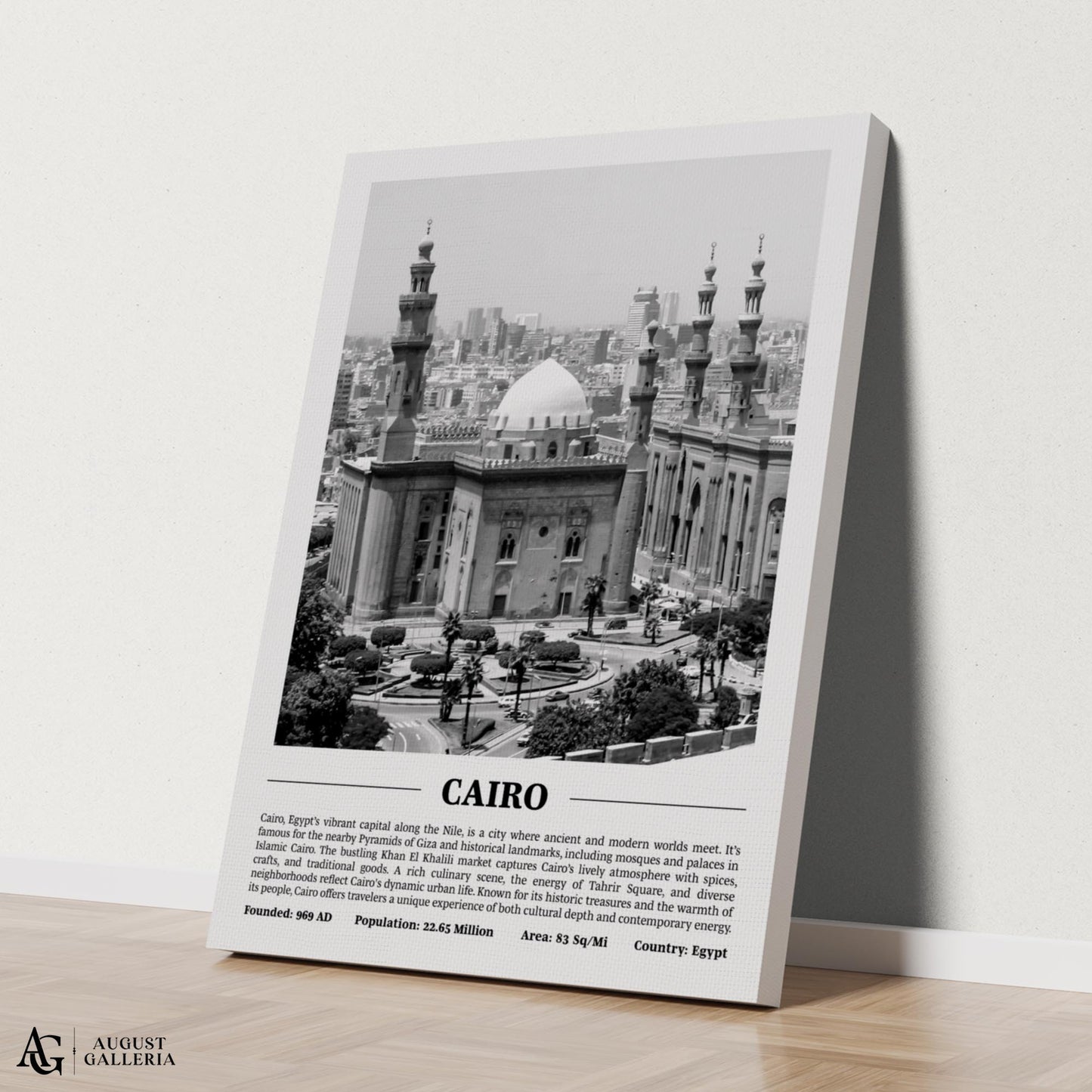 Cairo Black & White City Print