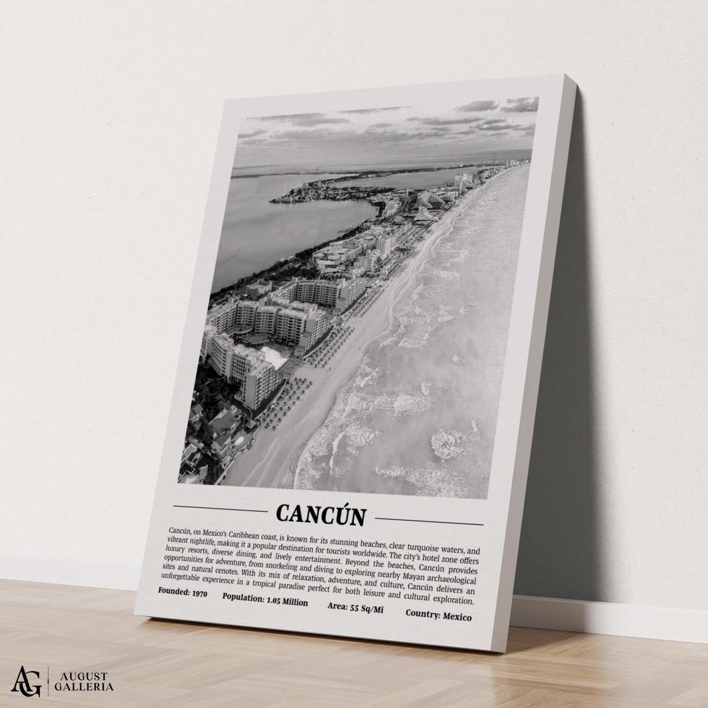 Cancún Black & White City Print