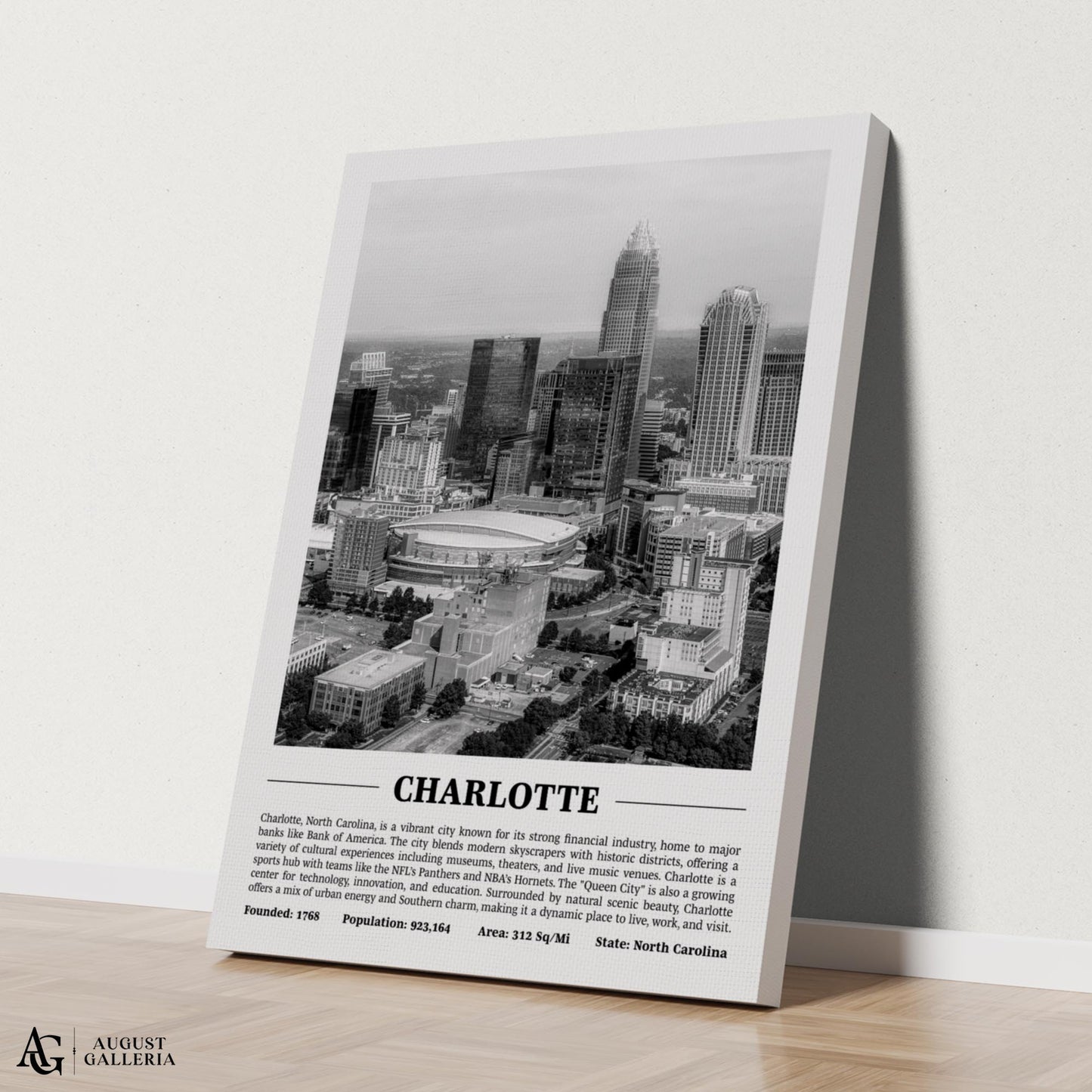 Charlotte Black & White City Print