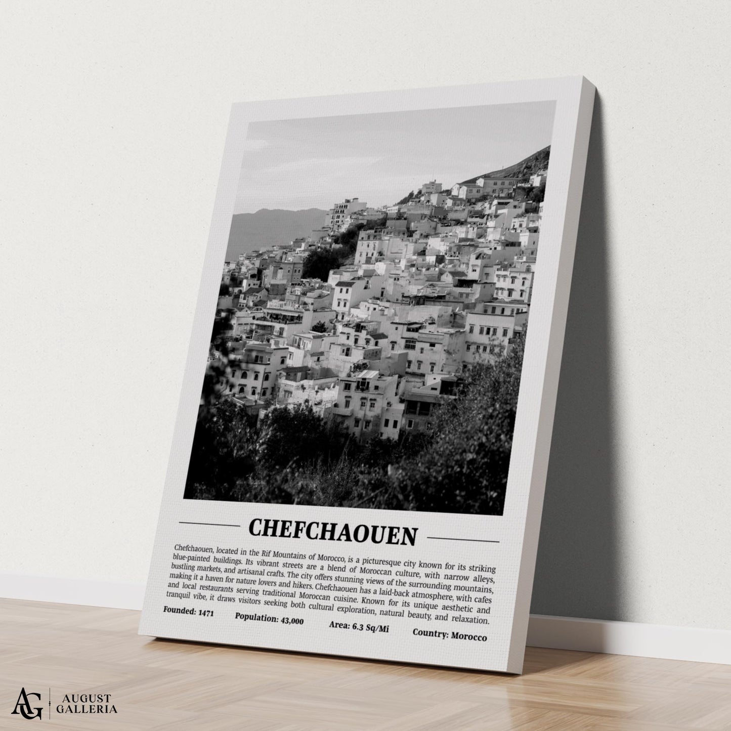 Chefchaouen Black & White City Print