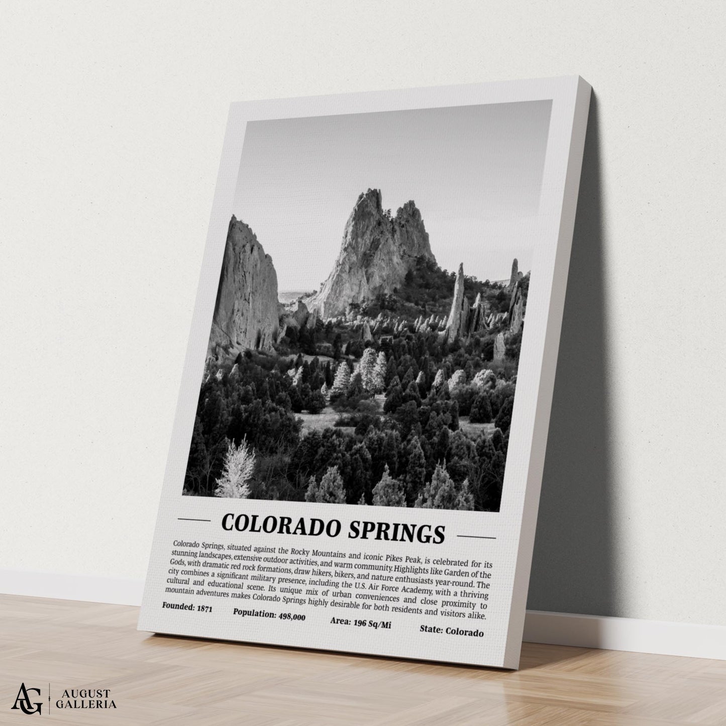 Colorado Springs Black & White City Print