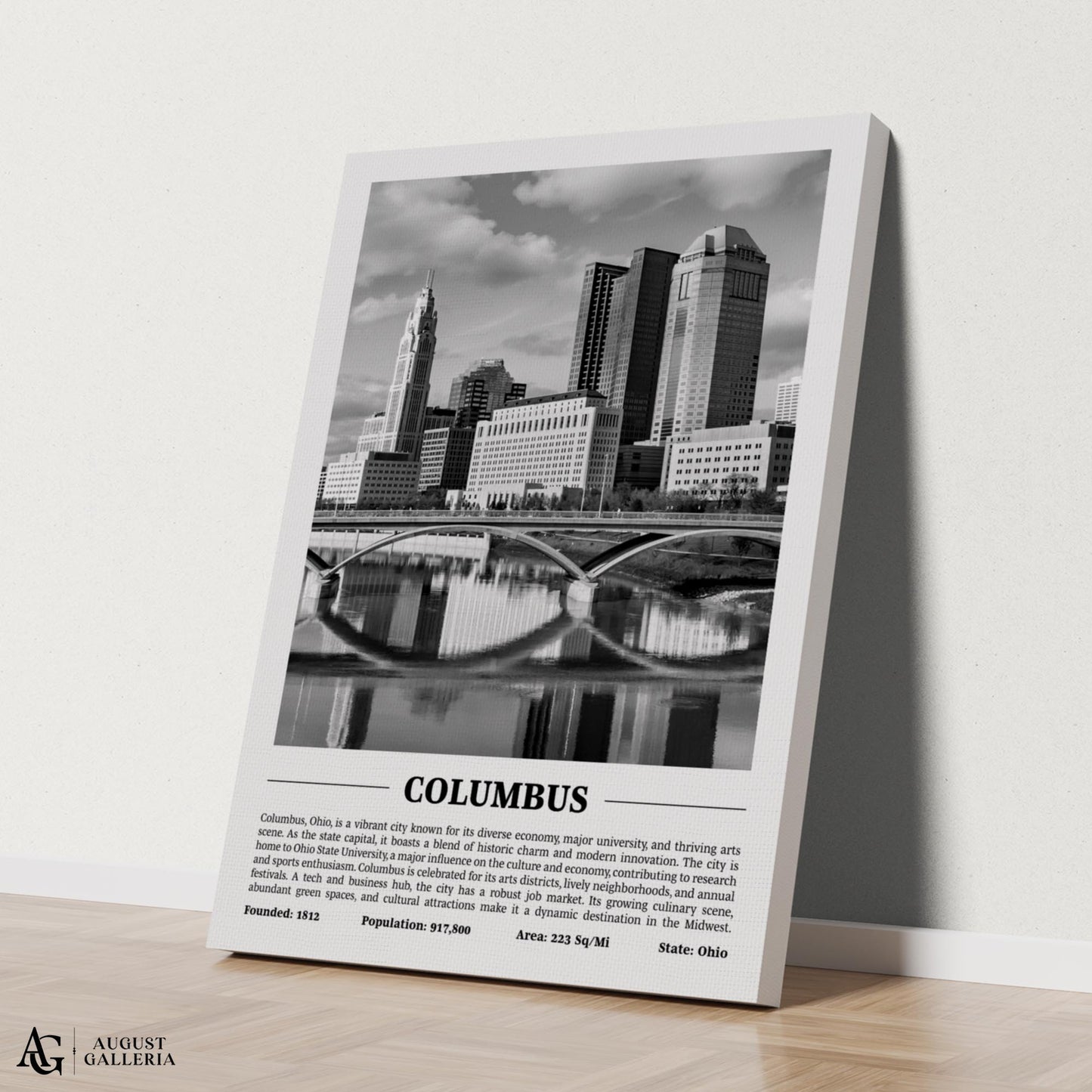 Columbus Black & White City Print