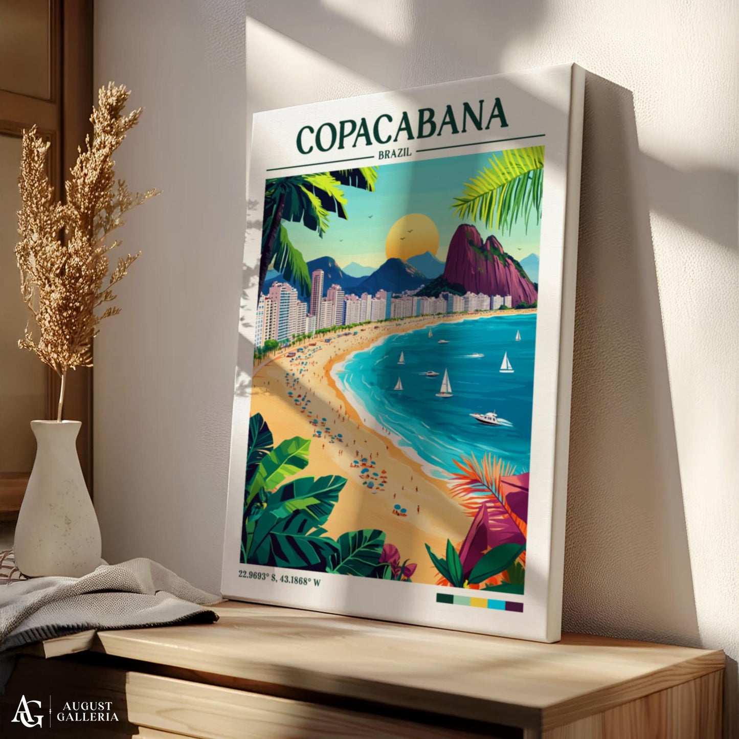 Copacabana Brazil Retro Travel Print
