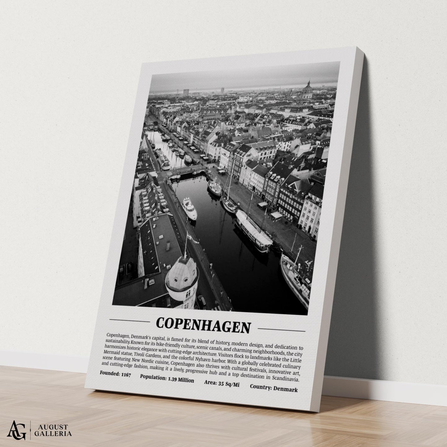 Copenhagen Black & White City Print