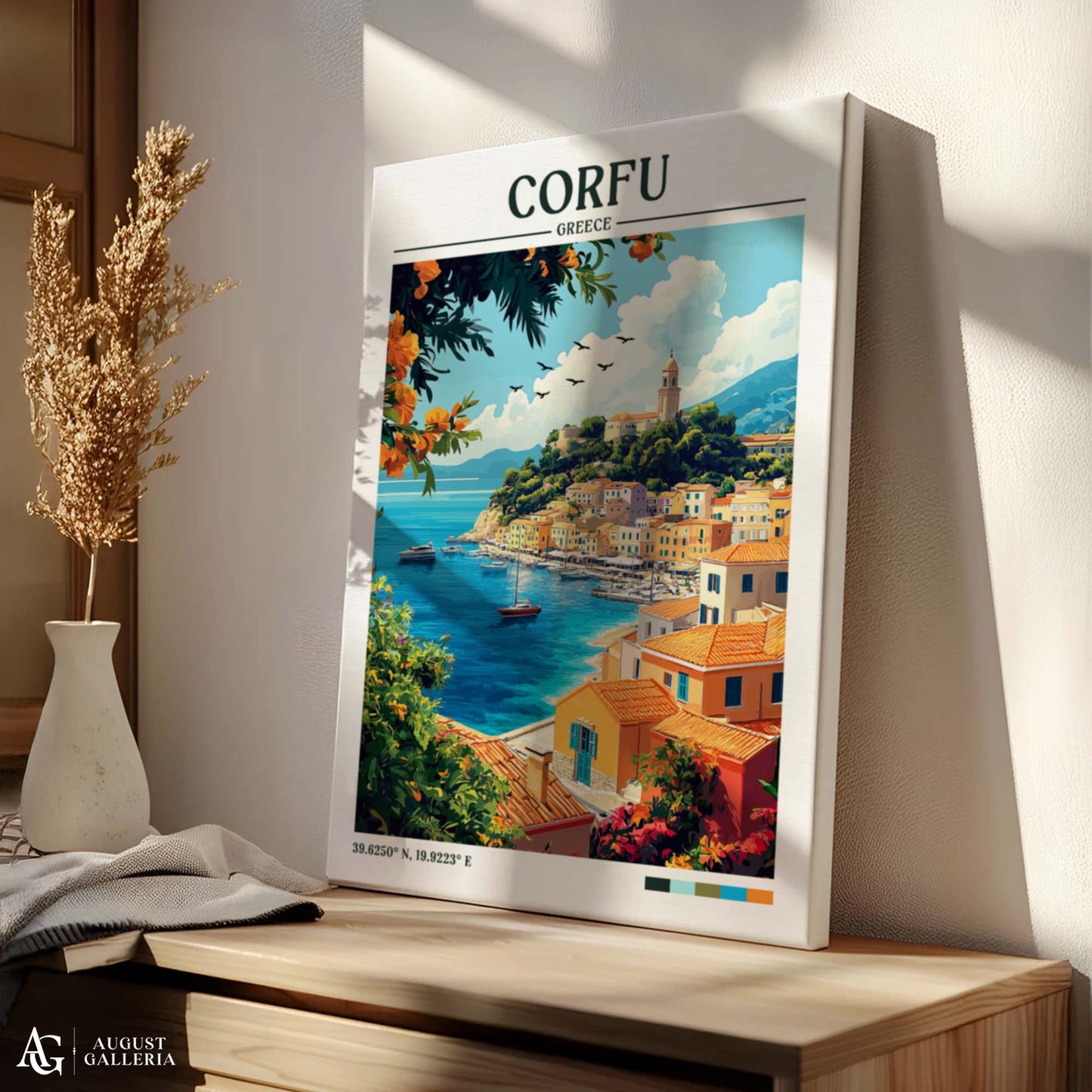 Corfu Greece Retro Travel Print