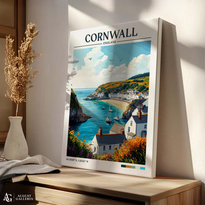 Cornwall England Retro Travel Print