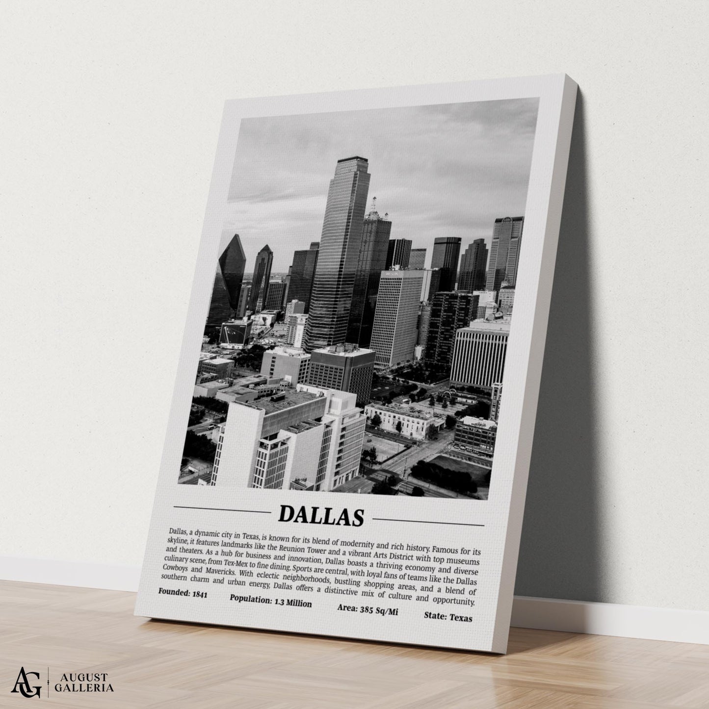 Dallas Black & White City Print