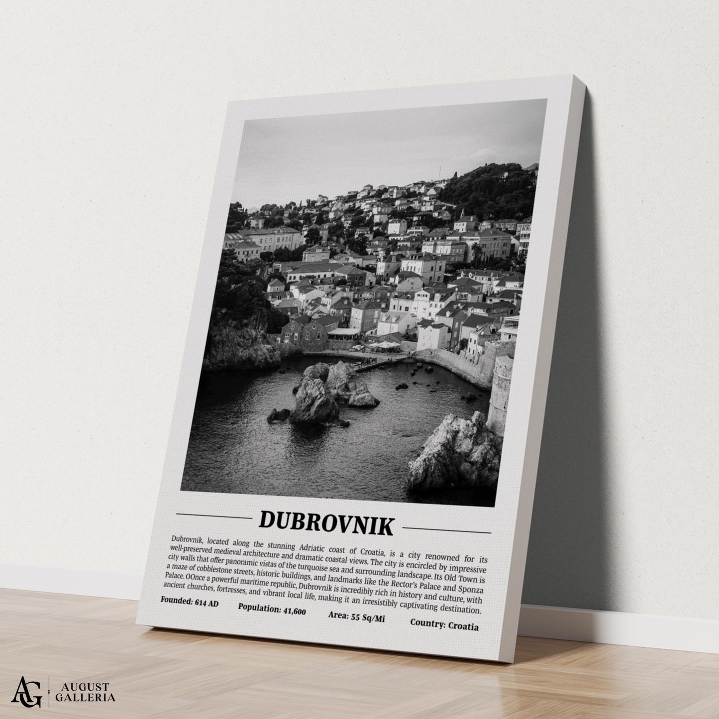 Dubrovnik Black & White City Print