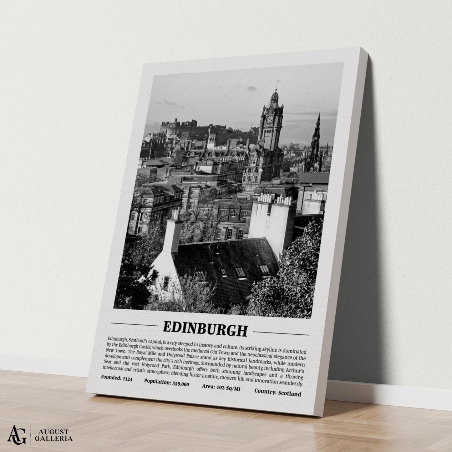 Edinburgh Black & White City Print