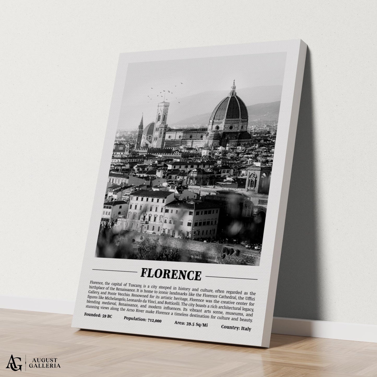 Florence Black & White City Print