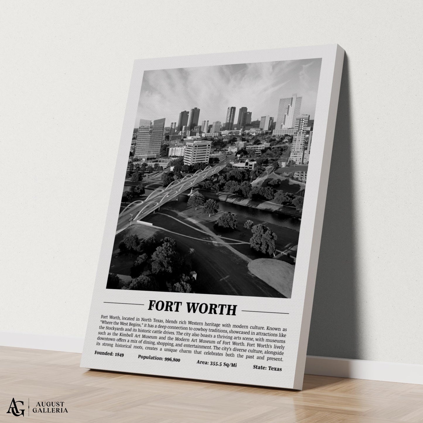 Fort Worth Black & White City Print