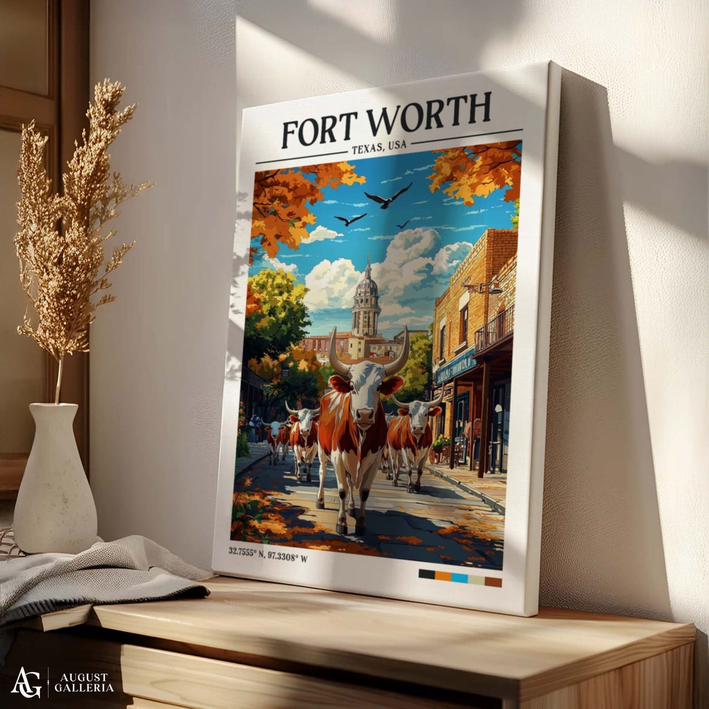 Fort Worth Texas Retro Travel Print