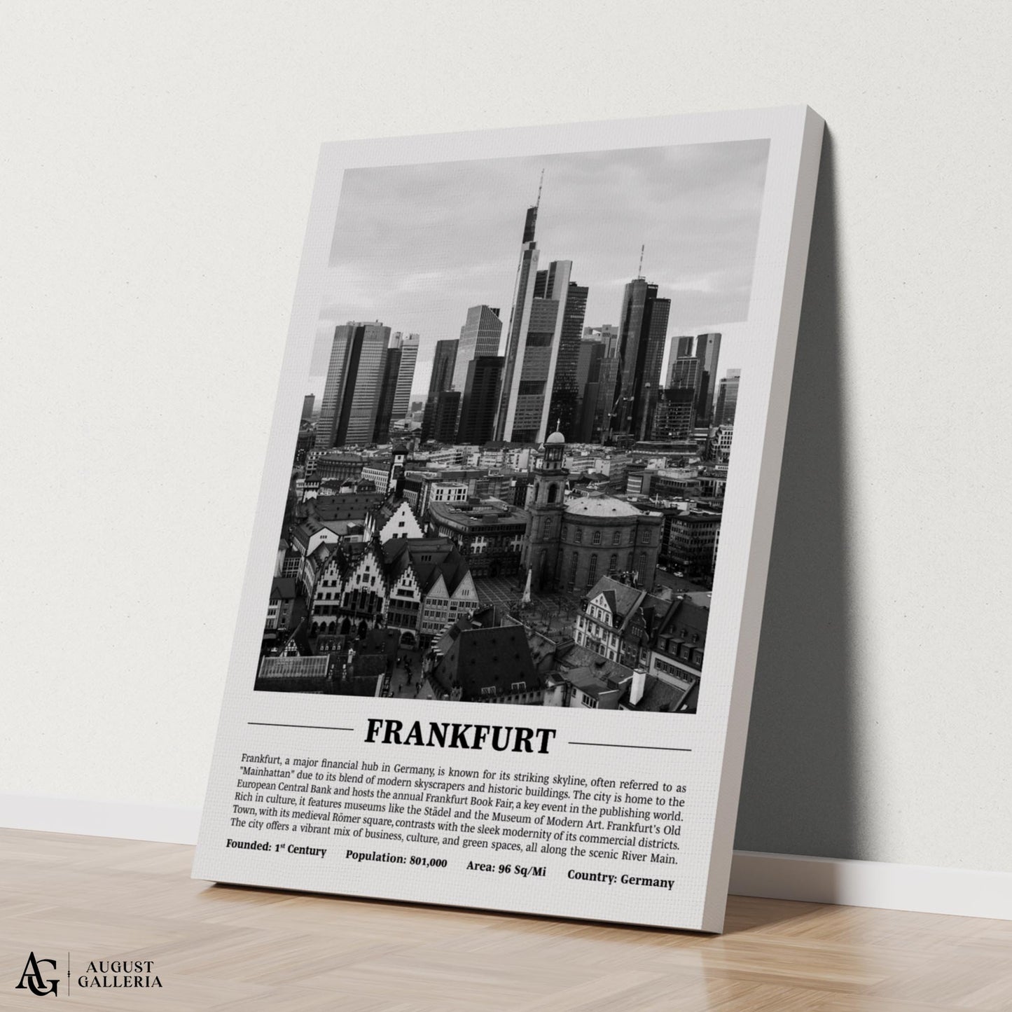 Frankfurt Black & White City Print