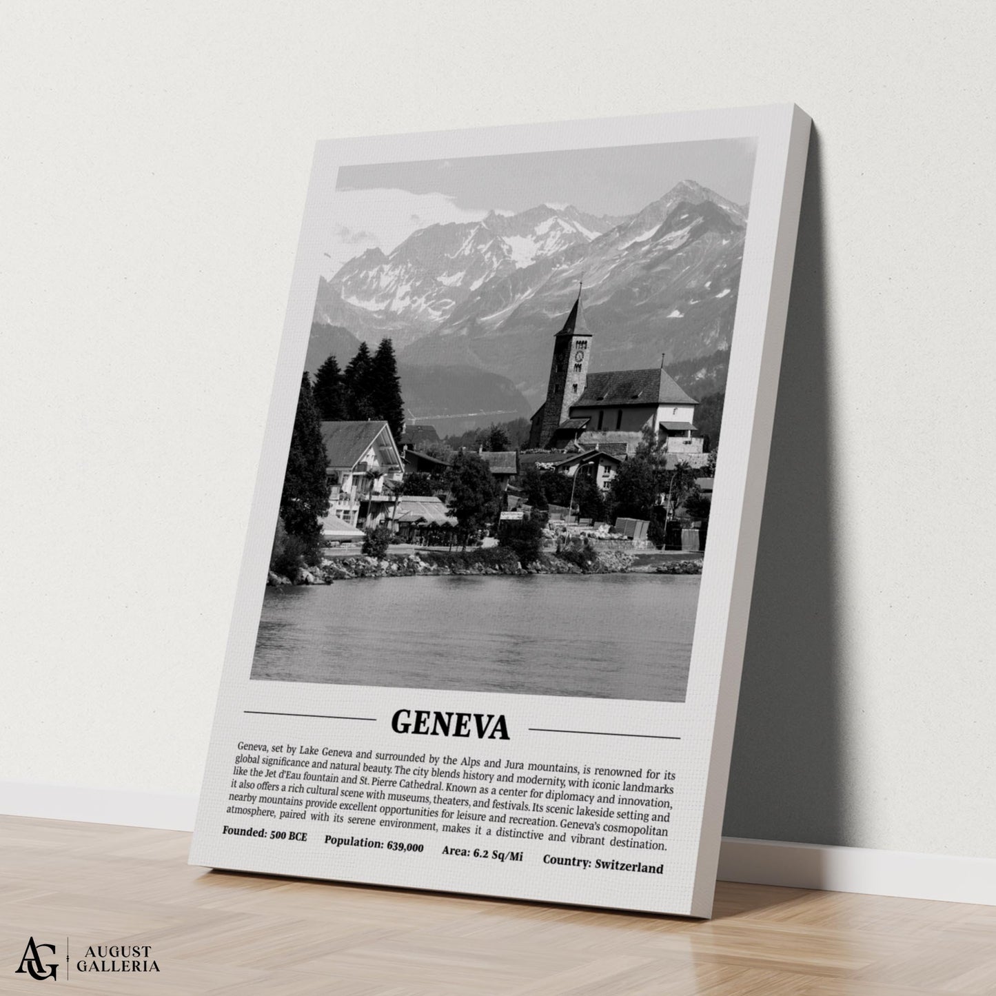 Geneva Black & White City Print