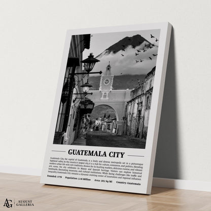 Guatemala City Black & White City Print