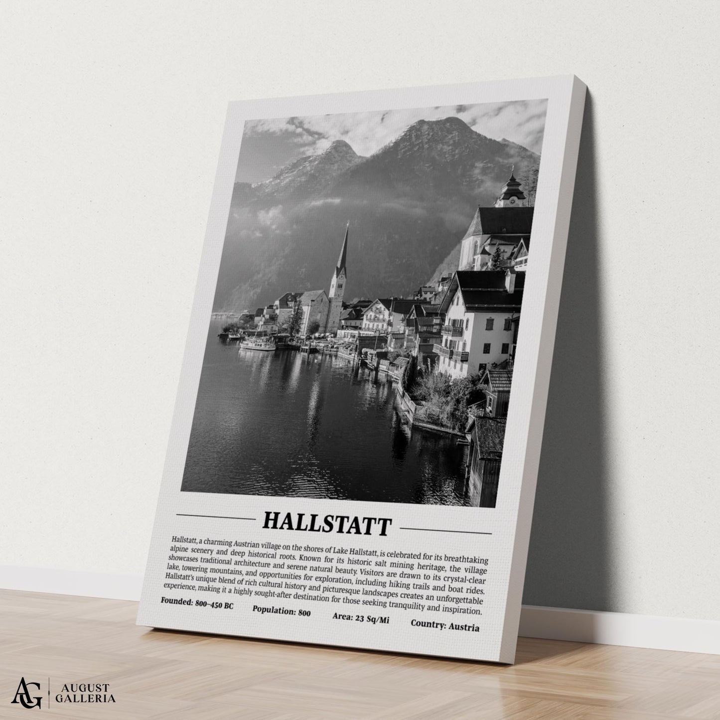 Hallstatt Black & White City Print