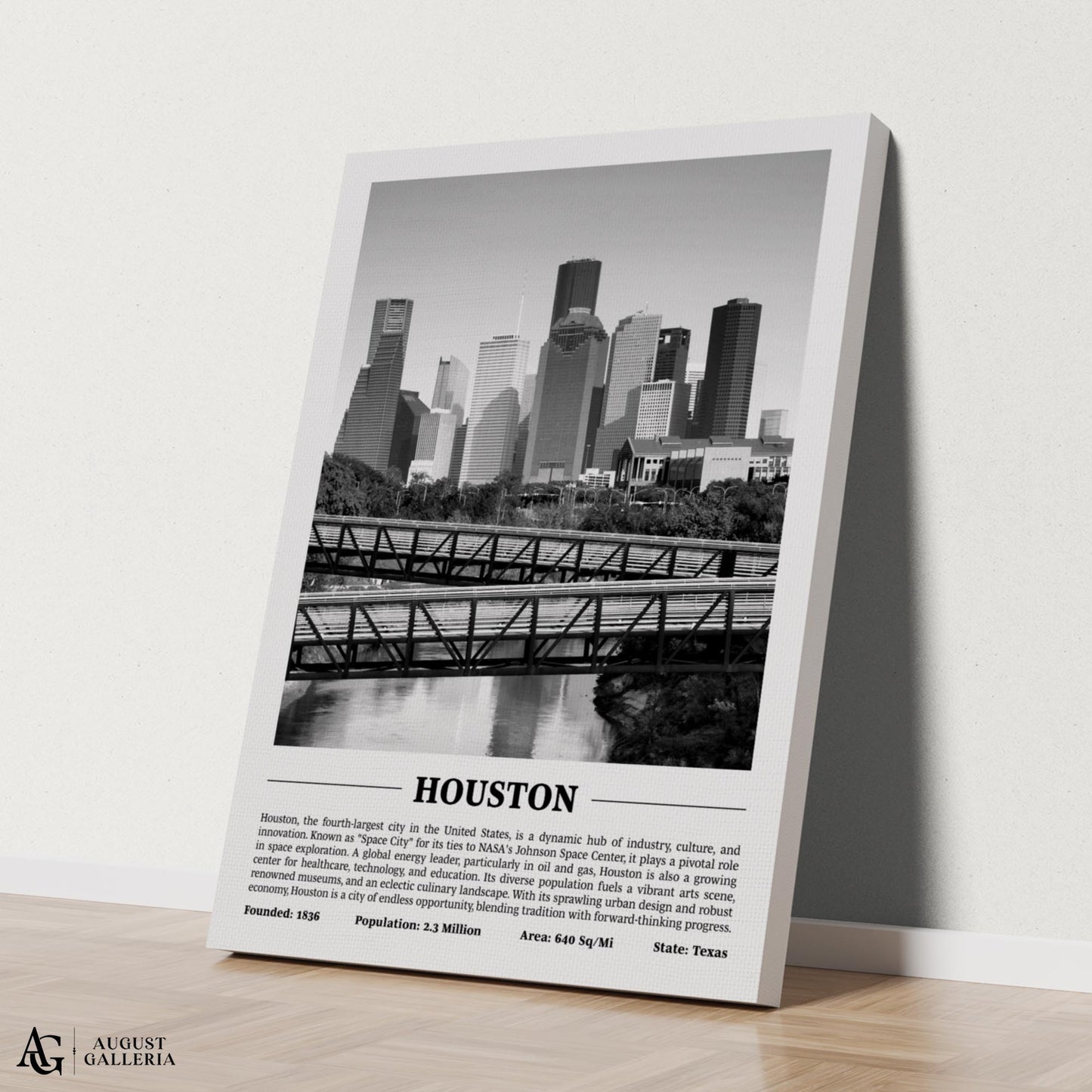 Houston Black & White City Print