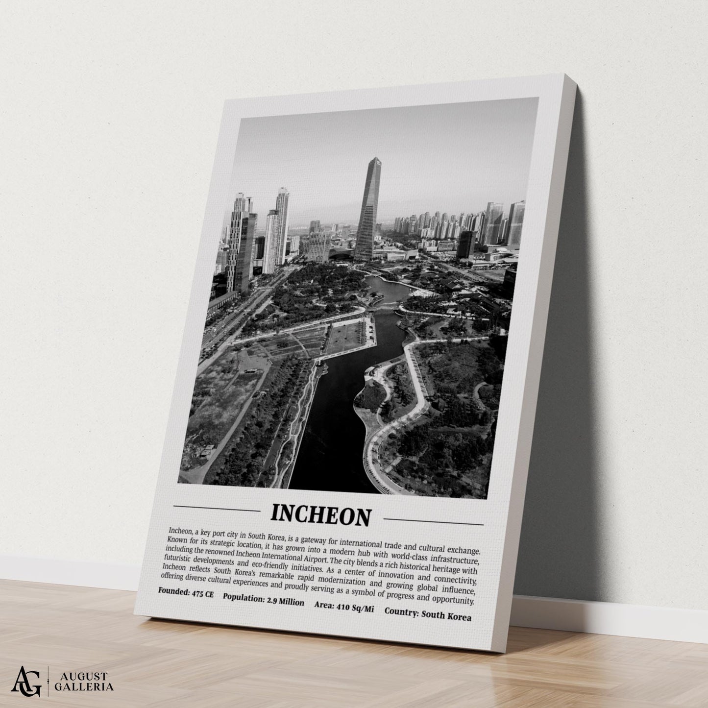 Incheon Black & White City Print