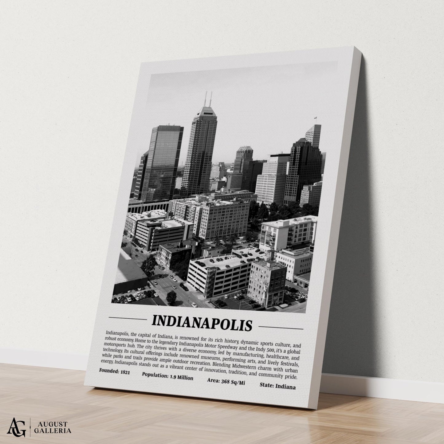 Indianapolis Black & White City Print