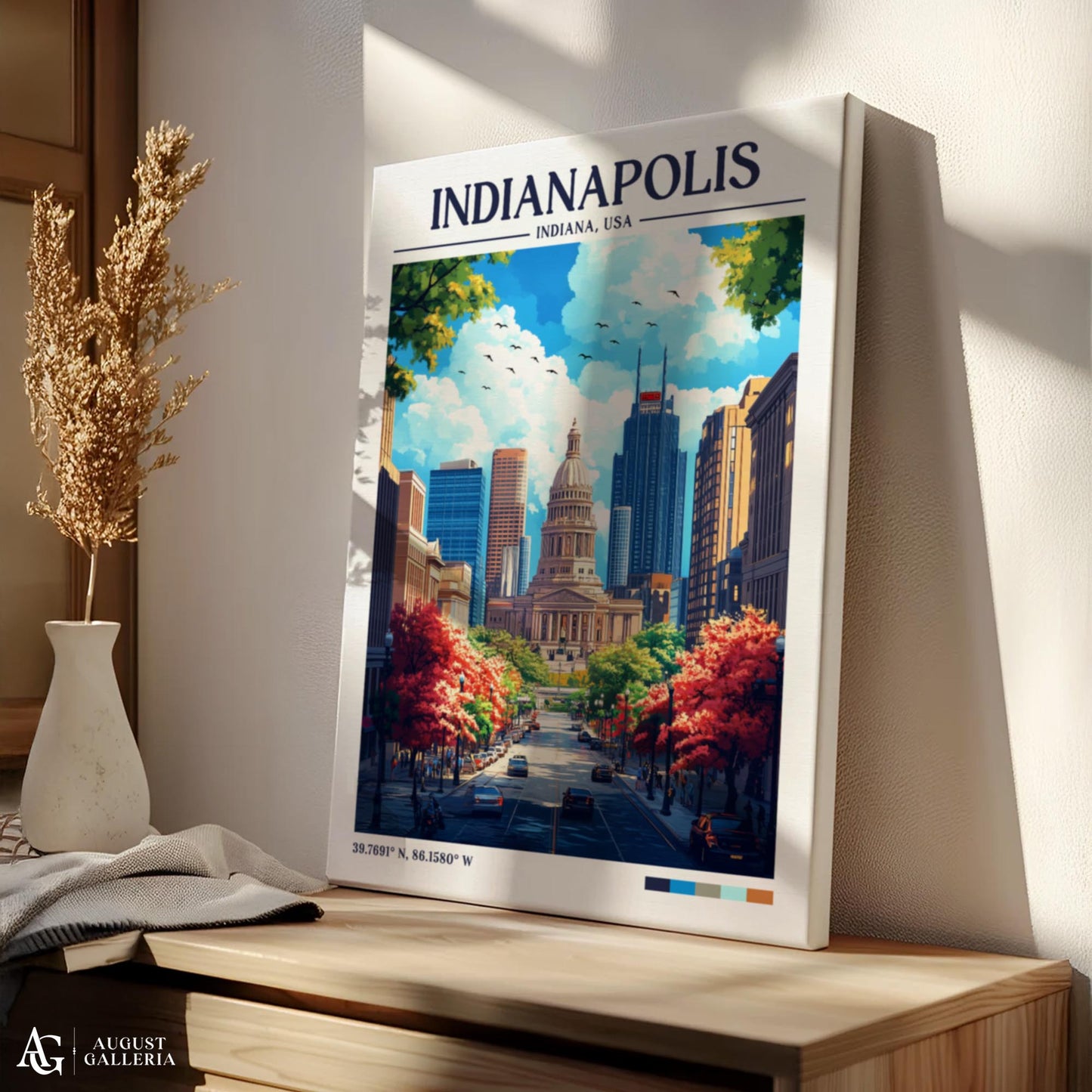 Indianapolis Indiana Retro Travel Print