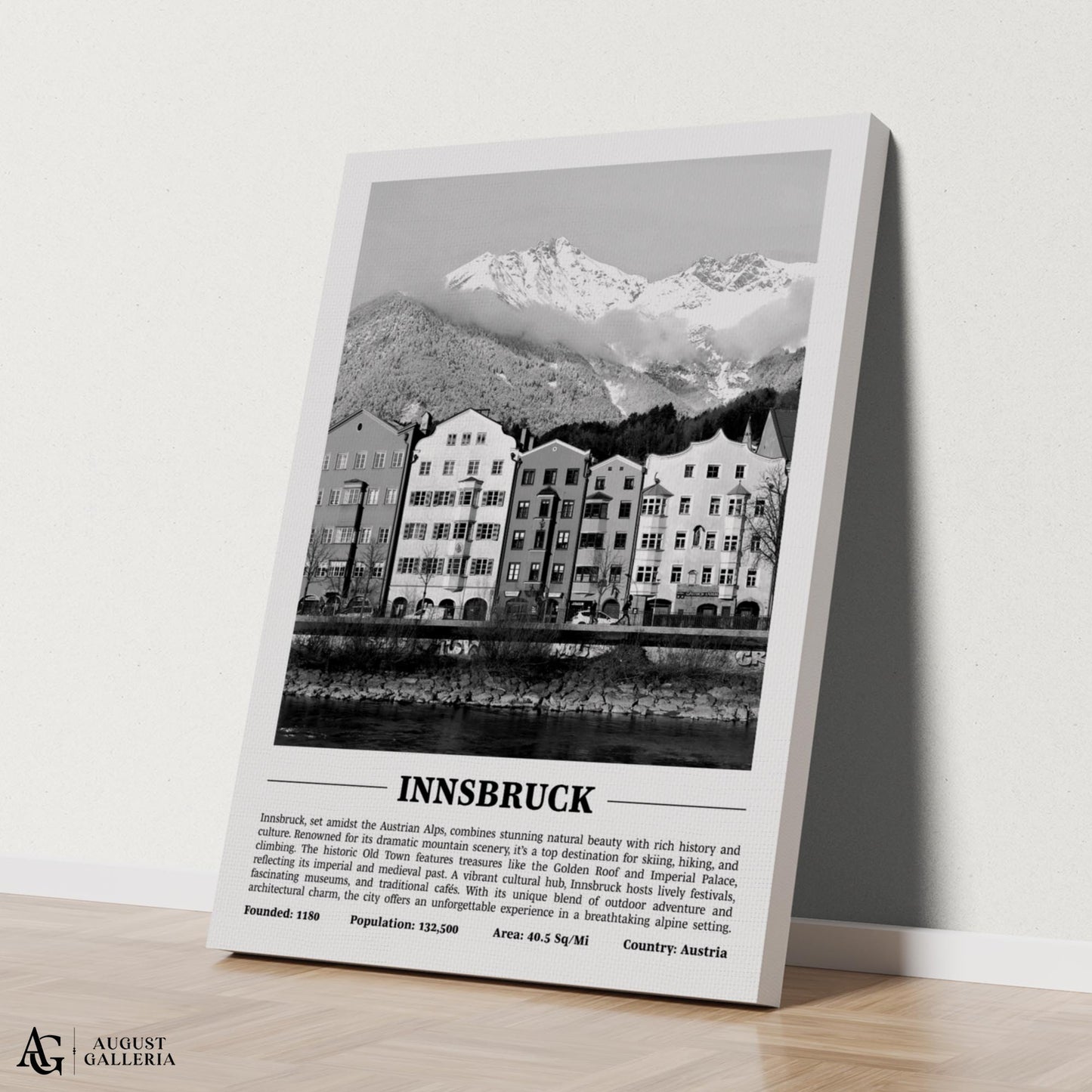 Innsbruck Black & White City Print