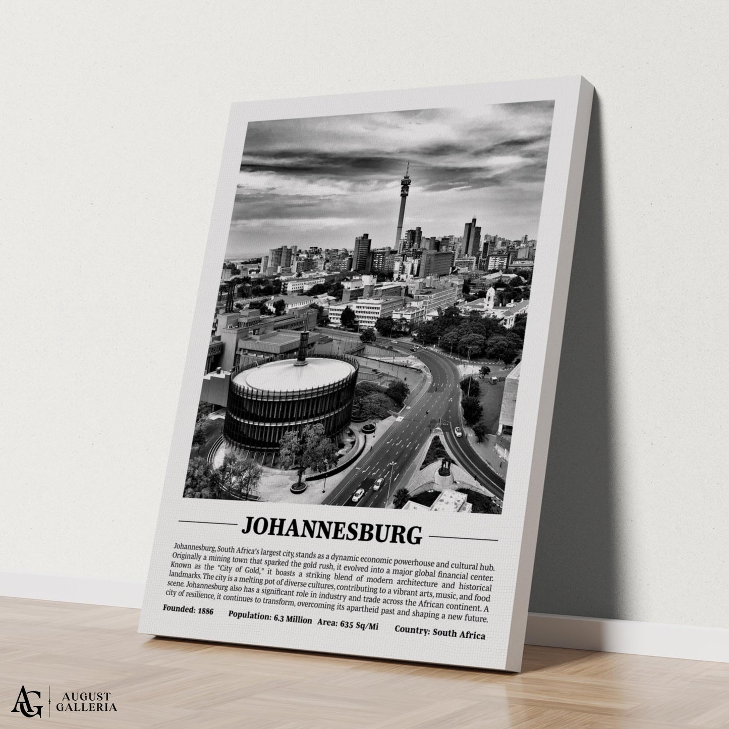 Johannesburg Black & White City Print